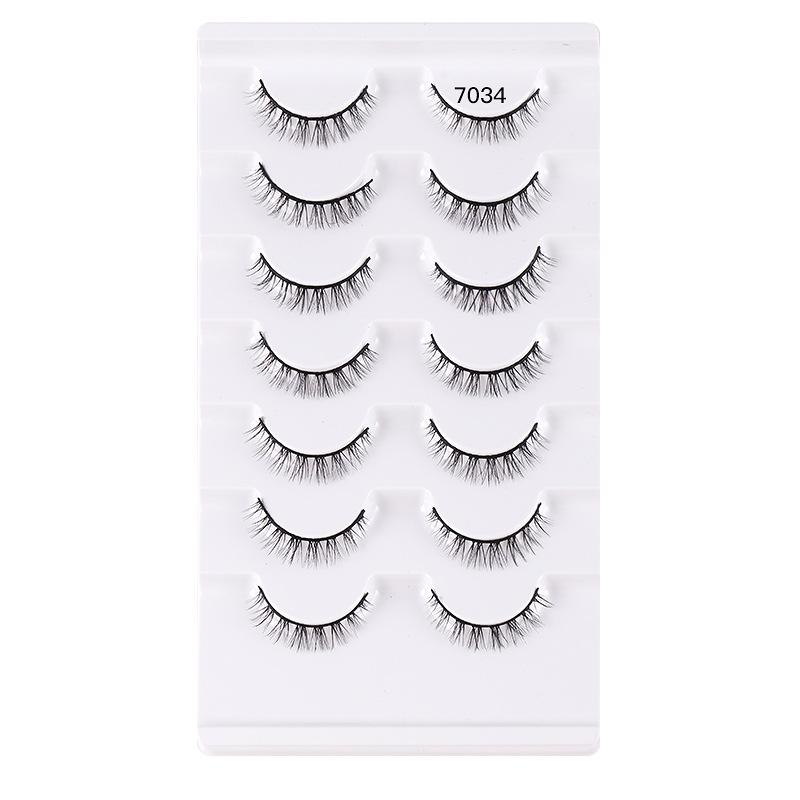 7 Pairs Of Chemical Fiber False Eyelashes Simulation Curled Thick Short Eyelashes