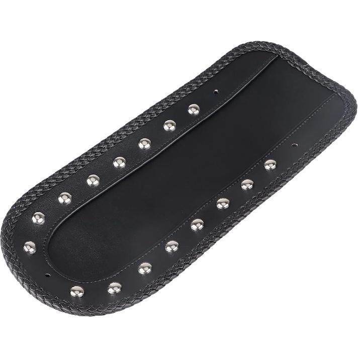 3 Hole Motorcycle Braided Edging PU Leather Rear Fender Bib Solo Seat for Harley Road King FLHR 1994-2023, Black