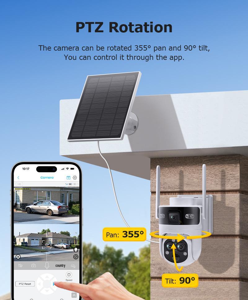 UBOX 6MP Solar PTZ Camera: Three-Lens, 4G, Low Power, Waterproof, 15X Zoom for Outdoor Monitoring