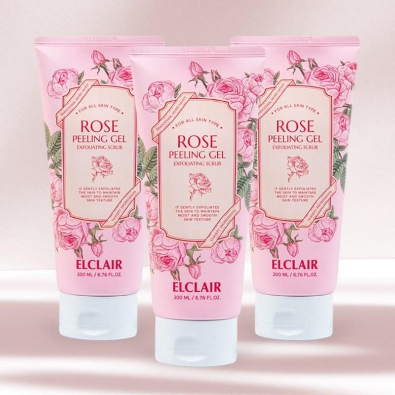 Elclair Hypoallergenic Peeling Gel Facial Exfoliation & Body Scrub, Rose, 200ml, 3 pcs