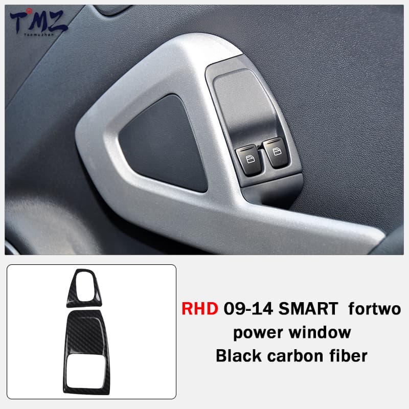 Right Hand Drive Vehicle Accessories with Carbon Fiber Pattern Black Navigation Panel Decorative for Benz SMARTfor Two Sticker