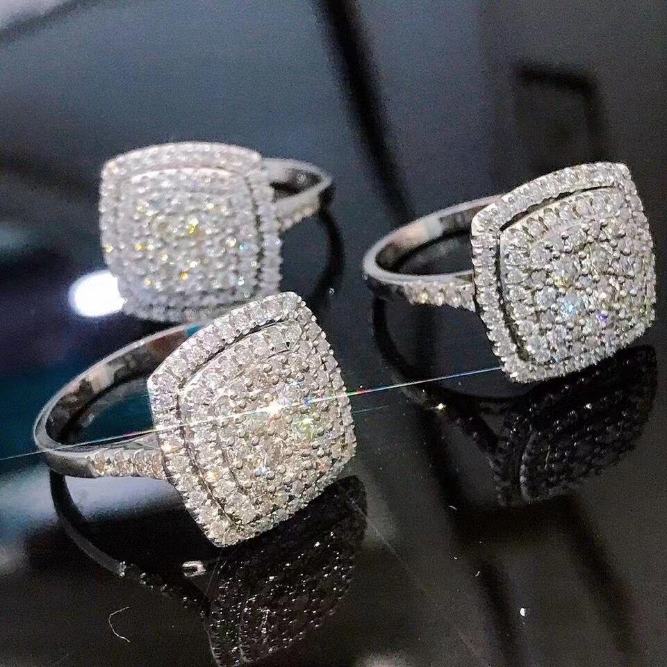 Trendy Princess Cut Diamond Square Ring - Elegant European & American Style for Women