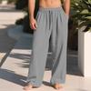 Men's loose new linen casual wide-leg pants beach casual straight-leg pants linen material