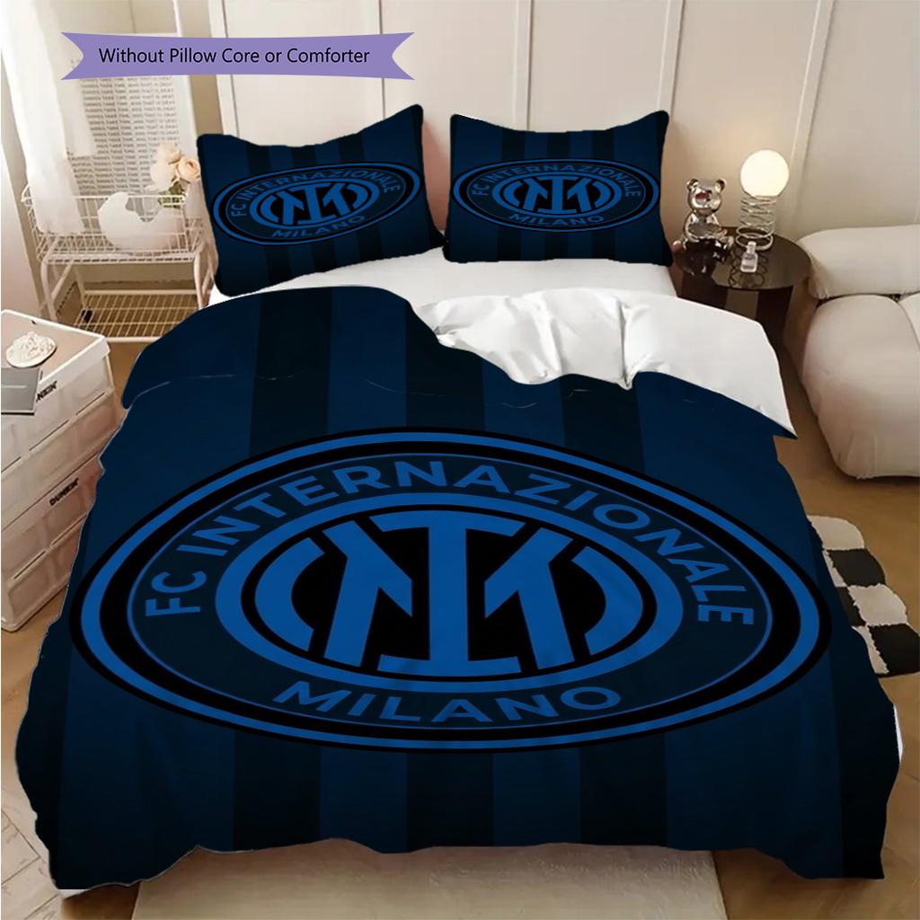 Biancheria da letto con design dello stemma dell'Inter (1 * copripiumino + 2 * federa, senza nucleo) Regalo di compleanno di Natale Set biancheria da letto Morbido e confortevole