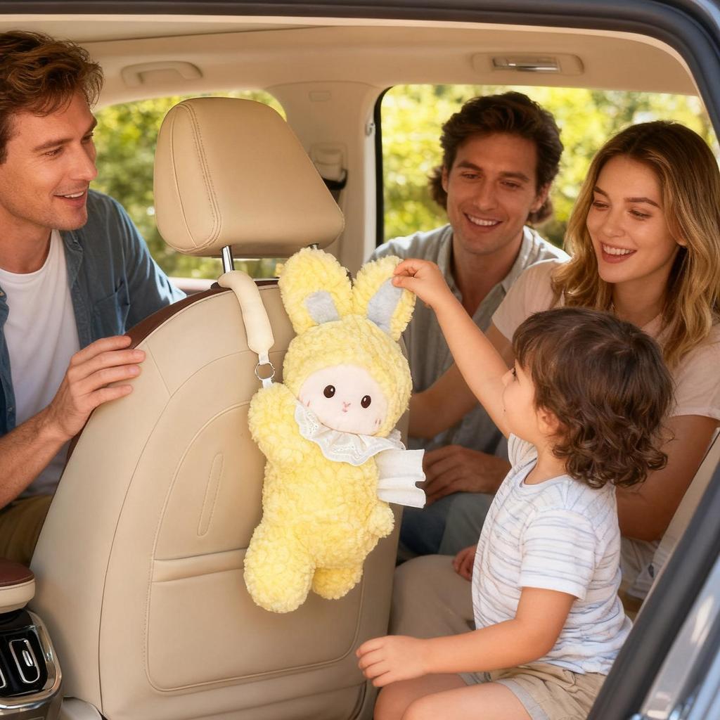 Serviettenhalter für Auto Cartoon Rücksitz Servietten Spender Plüsch Auto Papierboxen für LKW Wohnmobil Kopfstütze Sonnenblende Konsole Armlehne