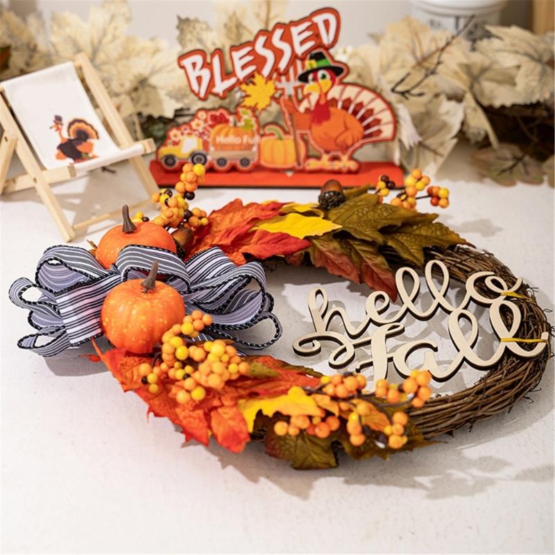 Fall Season Artificial Wreath Decors Decorative Wreath Hangings For Autumn Celebration Welcoming Touch Flower Rings