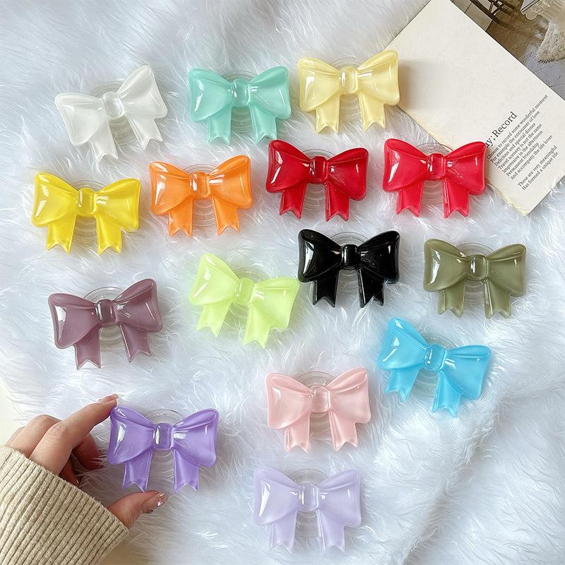 Solid Color Bow Mobile Phone Airbag Bracket Paste Retractable Ring Girl Desktop Drama Support