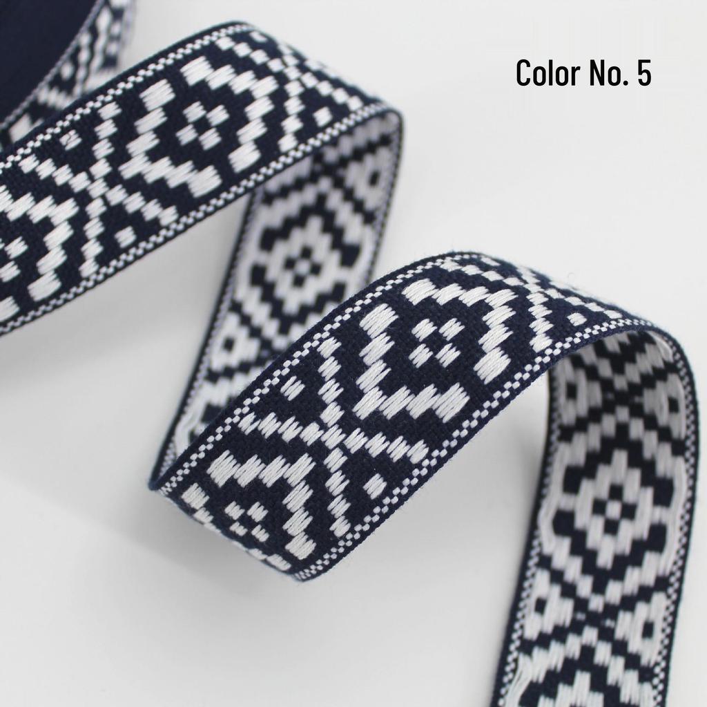 Colorful Ethnic Jacquard Ribbon for Clothing, Shoes, Hats, Packaging, and Decorative Accessories (30-34mm Wide)