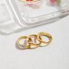 Zora Designer Minimalist 18K Gold-plated Stainless Steel Round Ring With Rhinestones Waterproof Trendy Women's Daily Jewelry