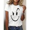 Casual Short-Sleeve Crew Neck T-Shirt Featuring A Humorous Face Graphic, Perfect for Spring and Summer, Designed for Women