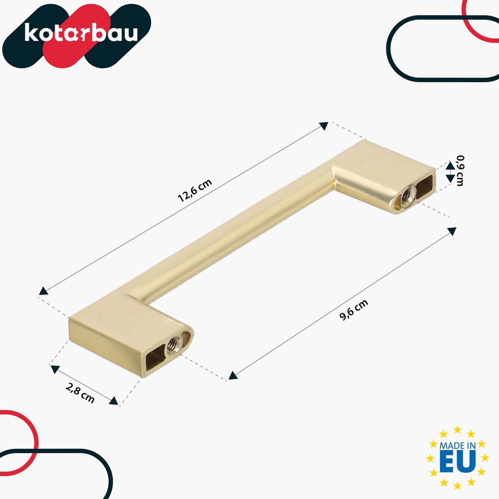 KOTARBAU® Kitchen Furniture Handle Classic Modern Oblong Long Matte Gold 126 MM Spacing 96 MM Set of 10