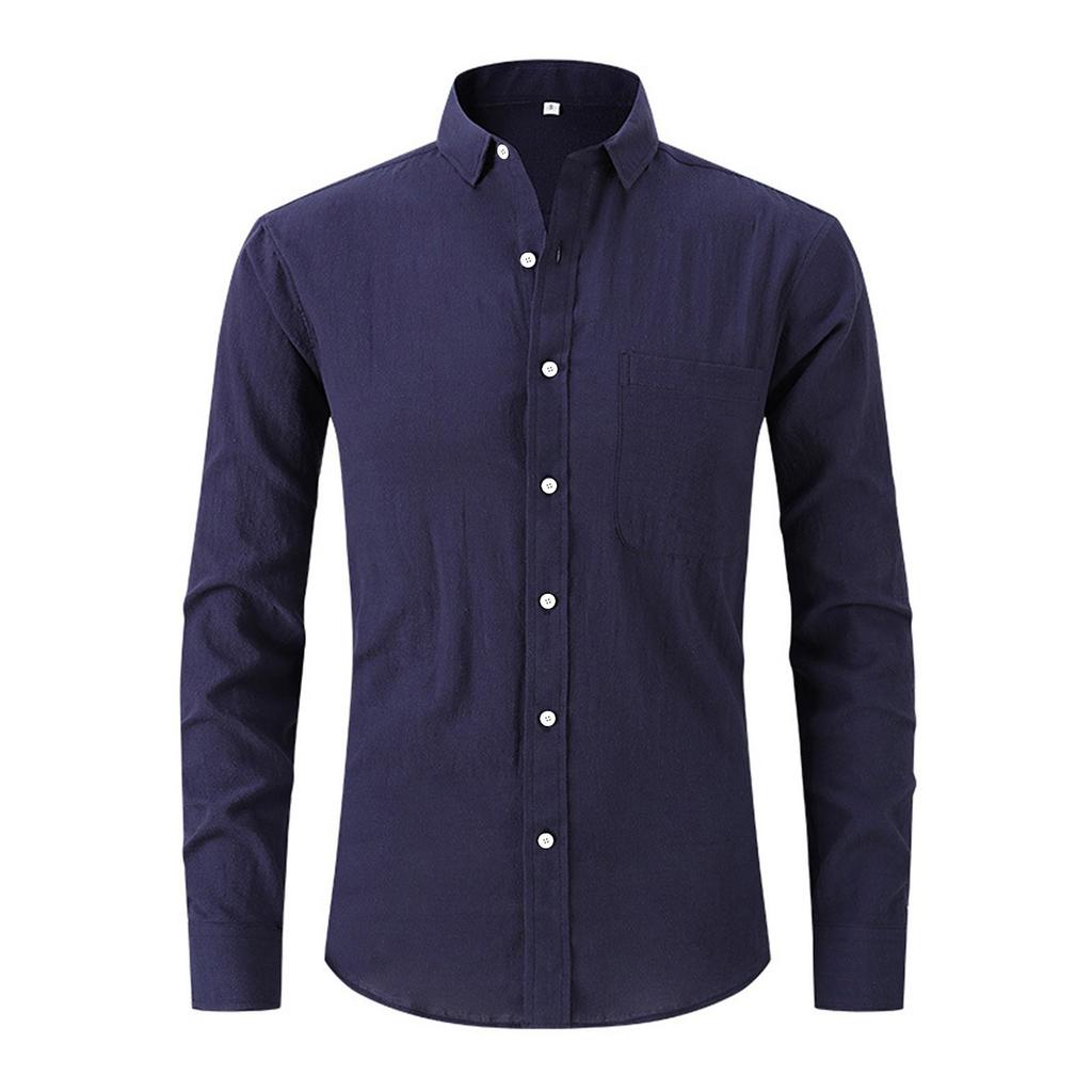 Elastic Shirt Men's Long Sleeve Shirt Men's Top Slim Solid Color Inch Shirt
