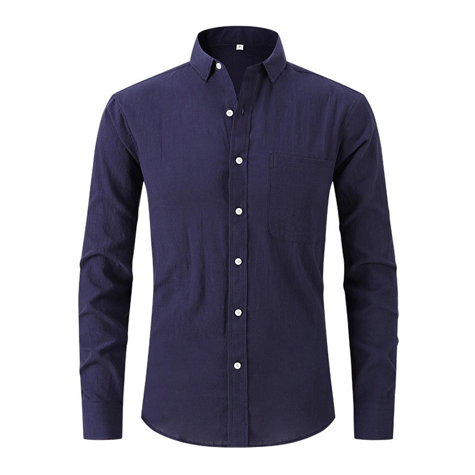 

Elastic Shirt Men s Long Sleeve Shirt Men s Top Slim Color Inch Shirt XL тёмно-синий