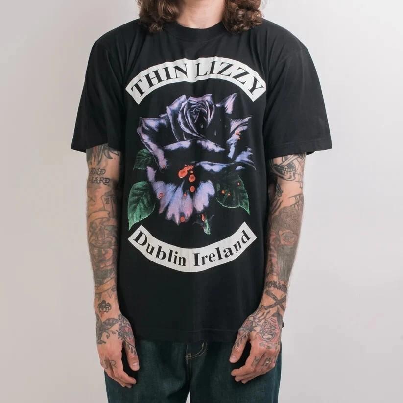 

Thin Lizzy rock band short sleeve classic black color shirt Men Women S5XL Unisex T-Shirt XXXXL