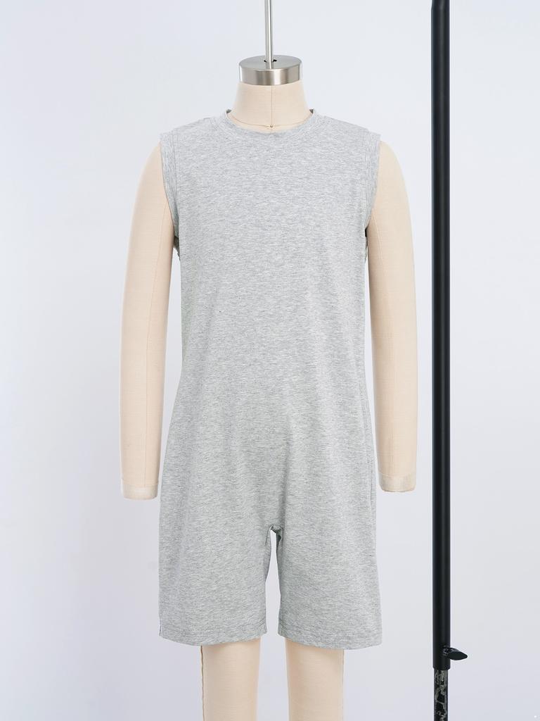 Kids Adaptive Fitness Romper: Round Neck Sleeveless Zipper Jumpsuit for Boys Girls Special Needs Yoga