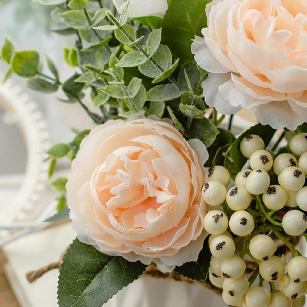 Artificial Flower Plant Potted Vase Imitation Flowers Ceramic Hemp Rope Set Wedding Home Office Party Decoration