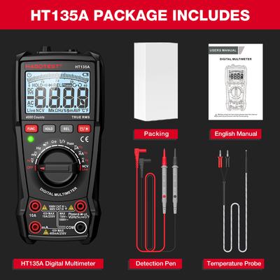 HABOTEST HT135A Multifunctional Digital Multimeter LCD Color Display Handheld Multimeter 4000 True RMS Counts