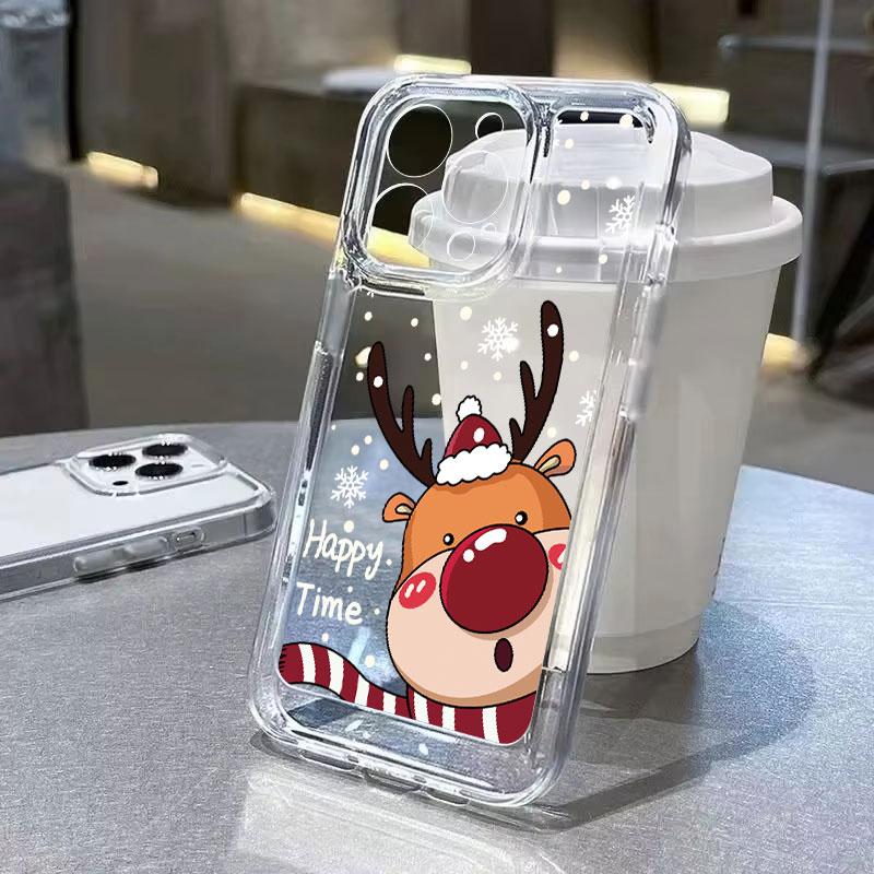 Santa Claus Elk Snowman Christmas Phone Case For iPhone 13 11 12 14 15 16 Pro Max Plus 12 13 Mini XR 8 7 Plus SE 2022 X XS Cover