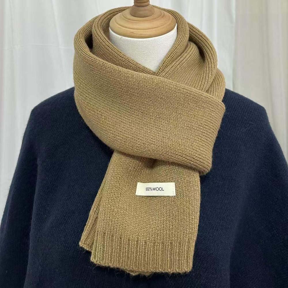 Cold-proof Knitting Wool Scarf Solid Color Winter Warmer Scarf Long Thickened Neckscarf  Winter