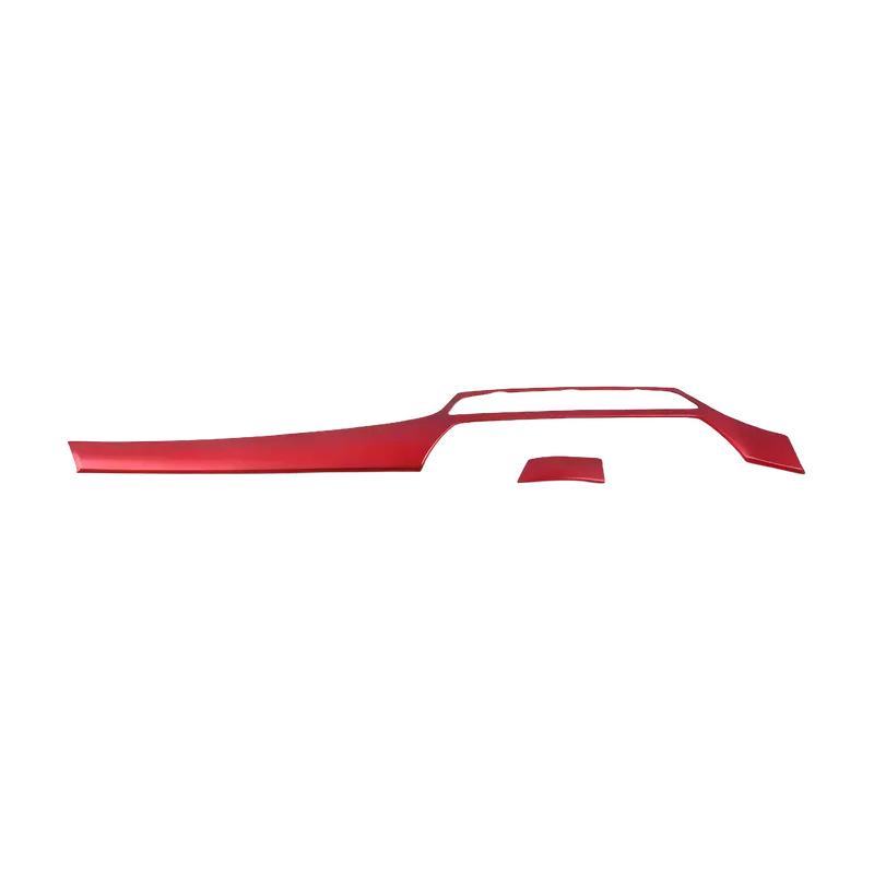 Honda Accord 18th Gen Red Interior Trim Kit: Gear Shift Frame, Armrest, Air Vent, Gear Knob, Steering Wheel.