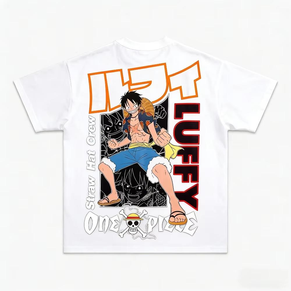 2026 One Piece Luffy Unisex's and Women's T-shirt Summer New Cotton Anime Printed American Casual Parent Child Short Sleeve Top