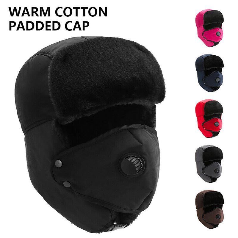 Bequeme Herren Aviator Trapper Trooper Ski Mützen mit abnehmbarer Gesichtsmaske für winterliche Wärme