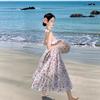 Temperament French Retro Suspender Photo Dress Waist and Thin Travel Wear Sanya Seaside Vacation Beach Dress
