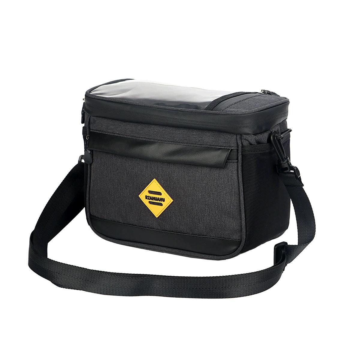 

Water Resistant Insulated Bike Handlebar Cooler Bag, Front Basket Pannier Bag with Phone Holder Mount for Cycling чёрный