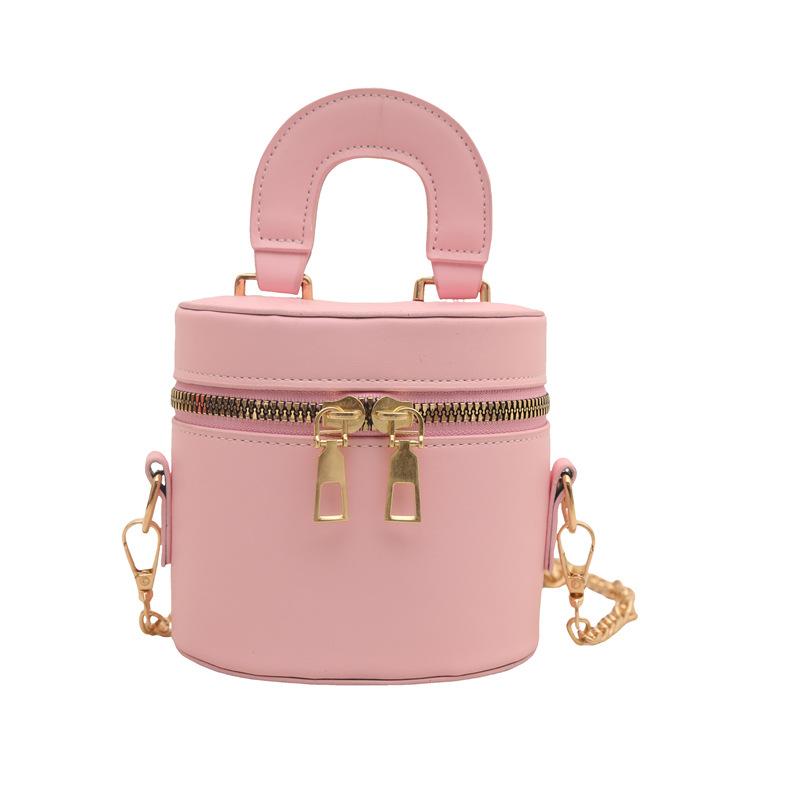 Double zipper portable bucket bag women's bag summer new shoulder bag trendy chain messenger bag