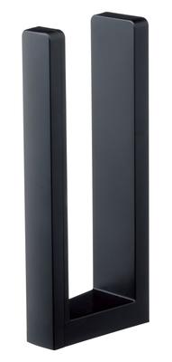Yamazaki Tower Kitchen Paper Holder with W5 X X Model 3399 Stopper, Magnetic, Black, Approx. D10.2-17.5 H24.5cm, One-Hand Tear,