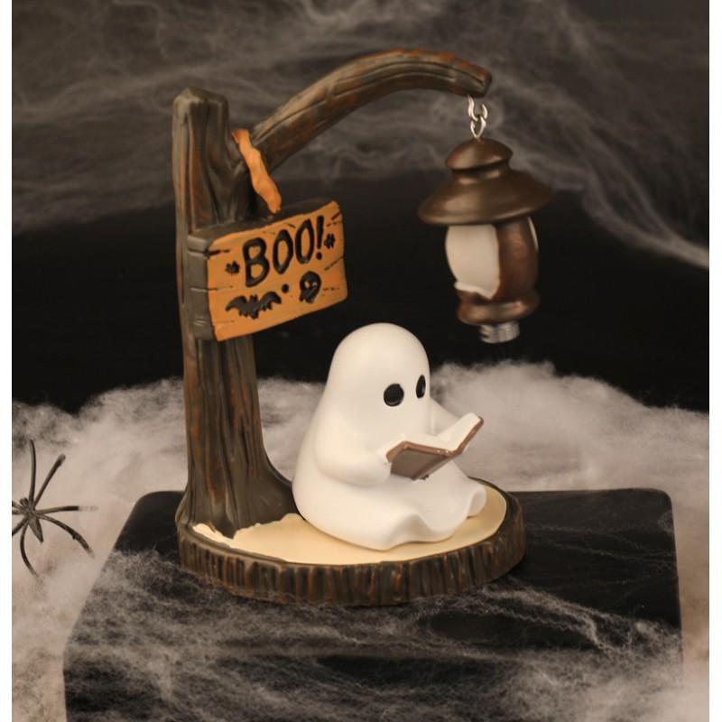 Resin Ghost Reading Lamp Halloween Cute Desktop Decor Party Gift