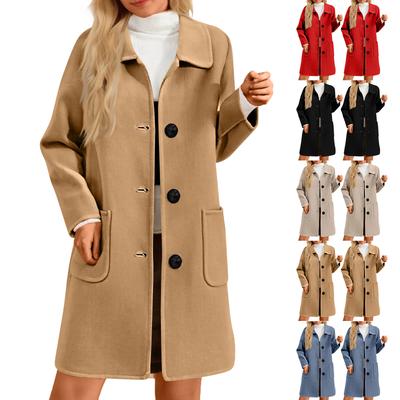 Dames effen kleur jas casual losse pasvorm knoop jassen knoop omhoog lange mouwen bovenkleding met zak, capuchon overjas