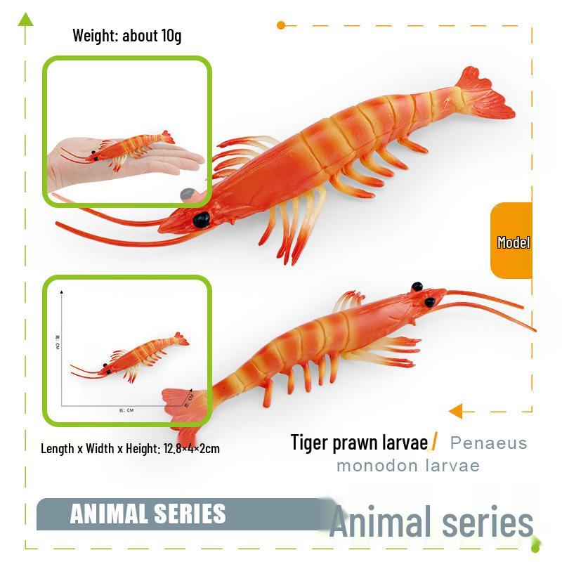 PVC Tiger Prawn Simulation Model: Children s Educational Marine Animal Ornament