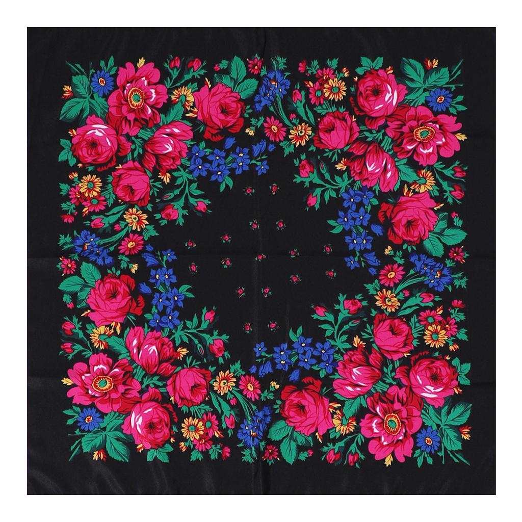 Luxury Hijab Hair Bands Square Cotton Scarf For Women Neckerchief Female Rose Pattern Shawl Headband Fashion Wraps Bandana