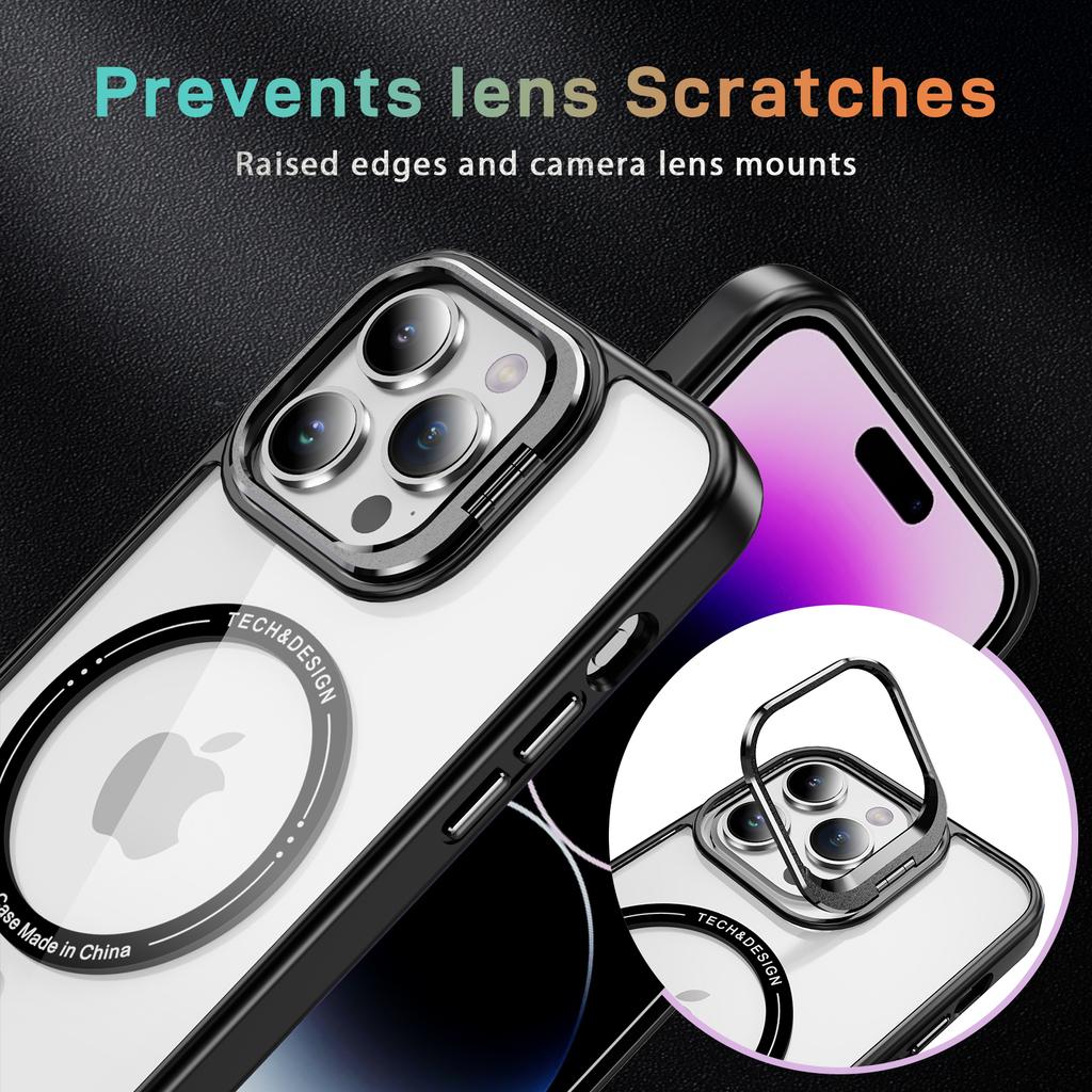 For iPhone 13 Pro 6.1 inch Cell Phone Case Camera Kickstand Anti-scratch Cover Compatible with MagSafe