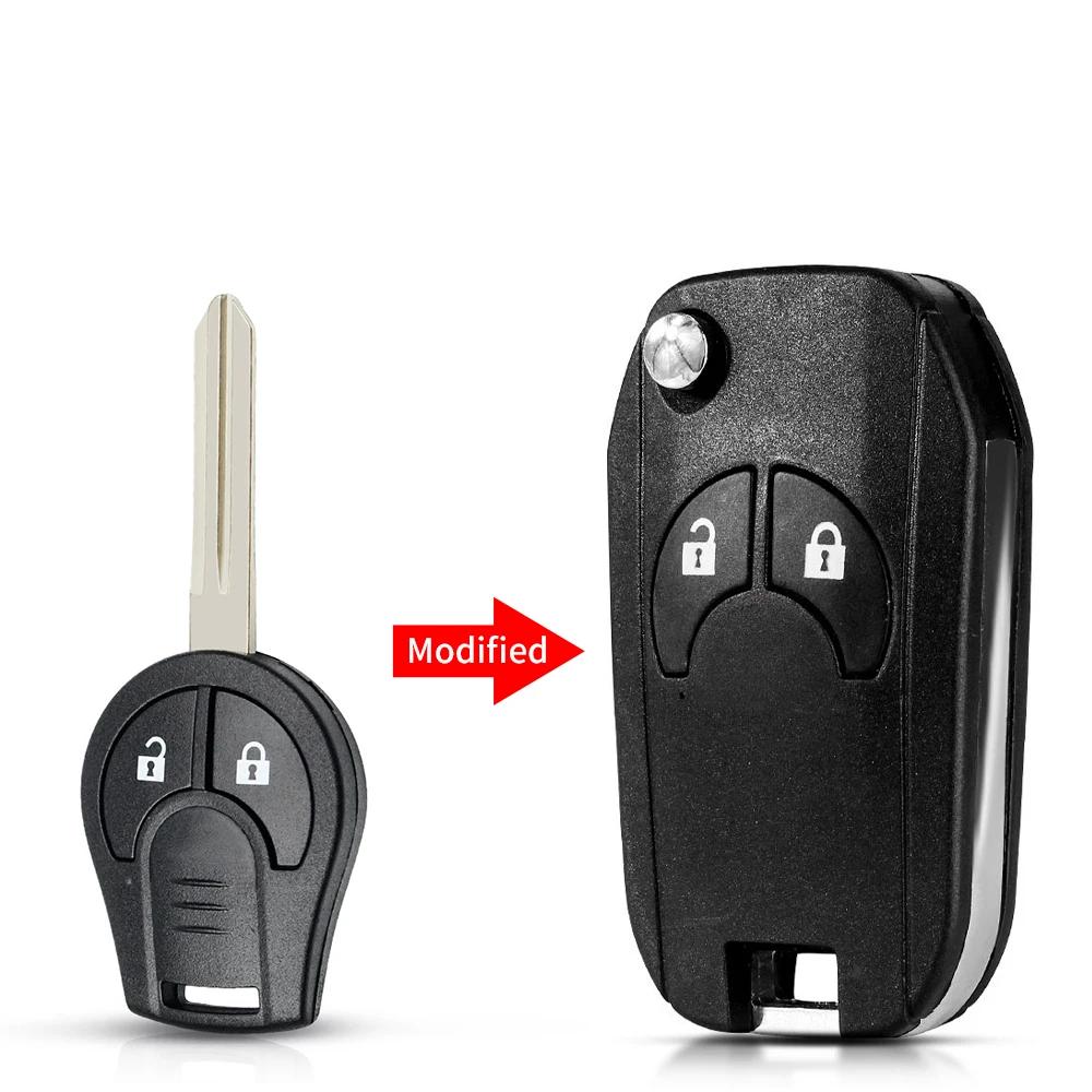 KEYYOU For Nissan Cube Micra Note Qashqai Juke Sylphy Tiida X-Trail Upgraded 2/3/4 Buttons Car Key Shell Case Fob Flip Key