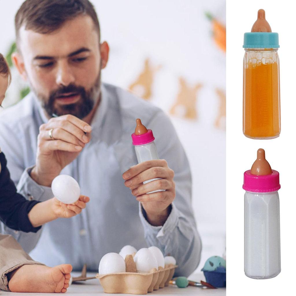 Baby Doll Feeding Bottle Disappearing Milk/Juice Magic Bottle Pretend Play Feeding Toy for Kids Gift Dolls Accessories