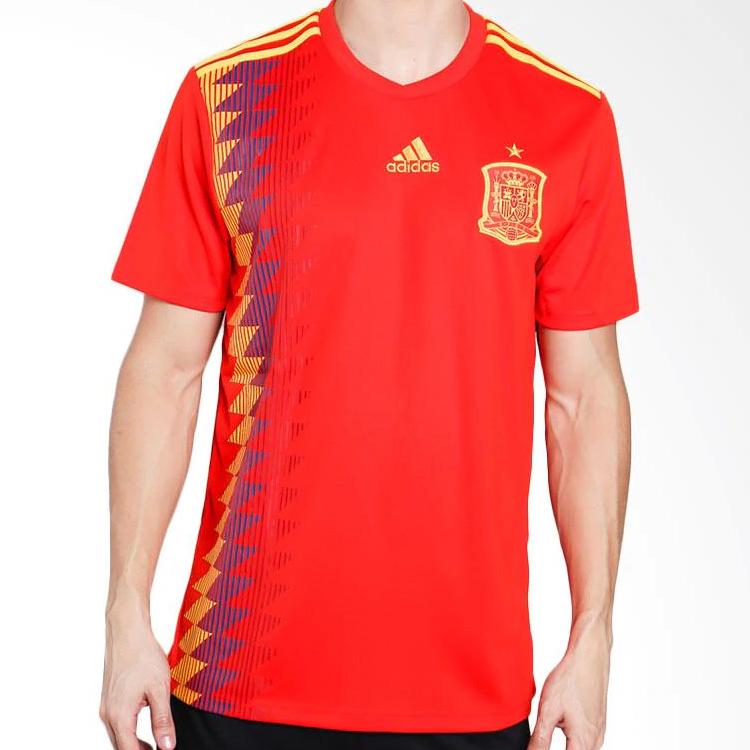 Adidas World Cup Spain Home Football Team Short Sleeve T-Shirt Men Tops Red CX5355