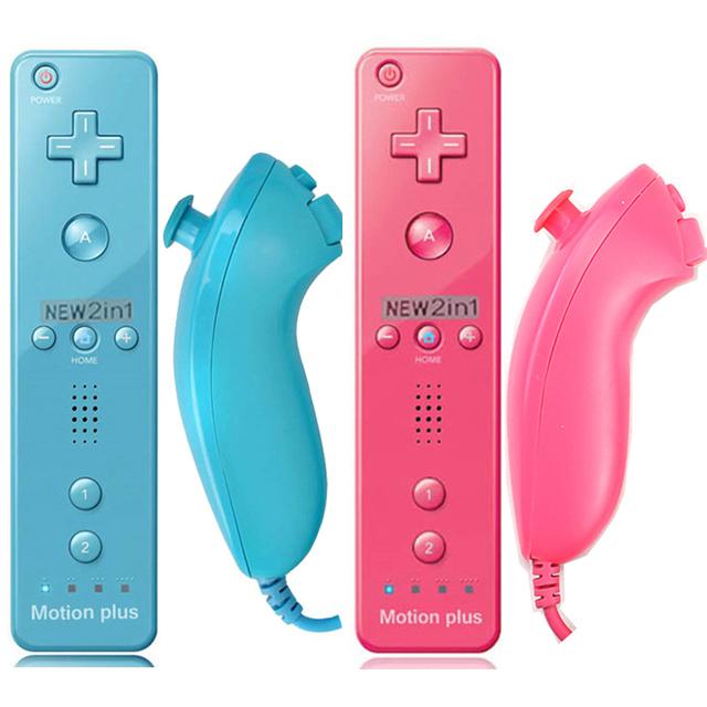 A Pair Remote Controller with Nunchuck Controller for Wii Games Control for Wii Console Wireless Gamepad with Motion Plus