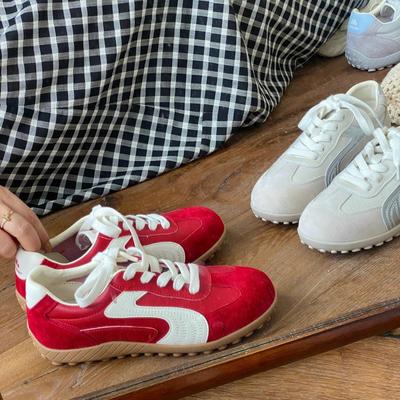 Ballet Style Flat-soled Forrest Gump Shoes Women's 2025 New Versatile Lace-up Color Matching Fashion Casual Retro German Training Shoes