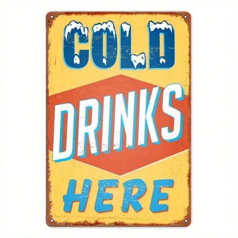 Retro Metal Tin Sign Cold Drinks Wall Decor for Bar Garage Pub Man Cave