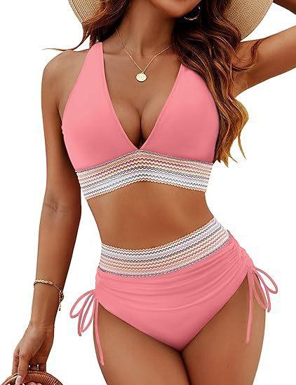European And American New Bikini Suit Conservative V-Neck Split Sexy Triangular High-Waisted Swimsuit Women