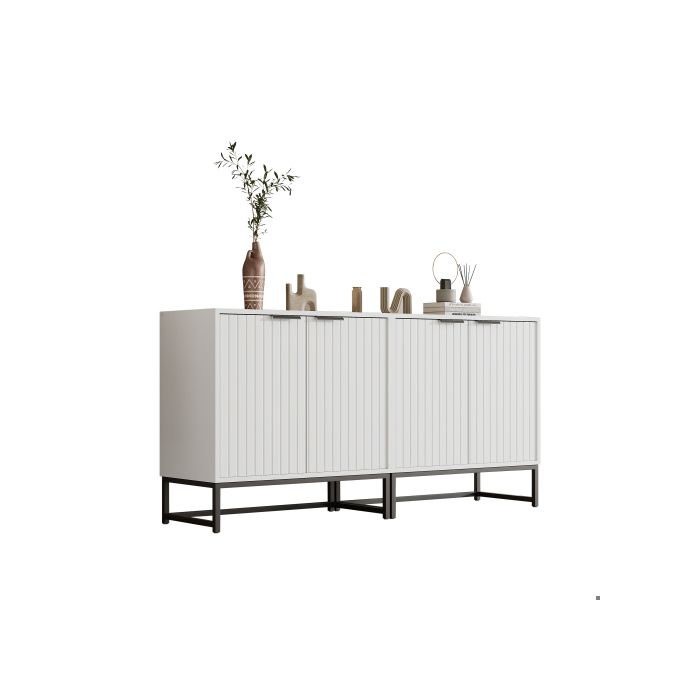 Buffet moderne Commode avec 2 portes à vide, - Dimensions : L160/T40/H80 cm