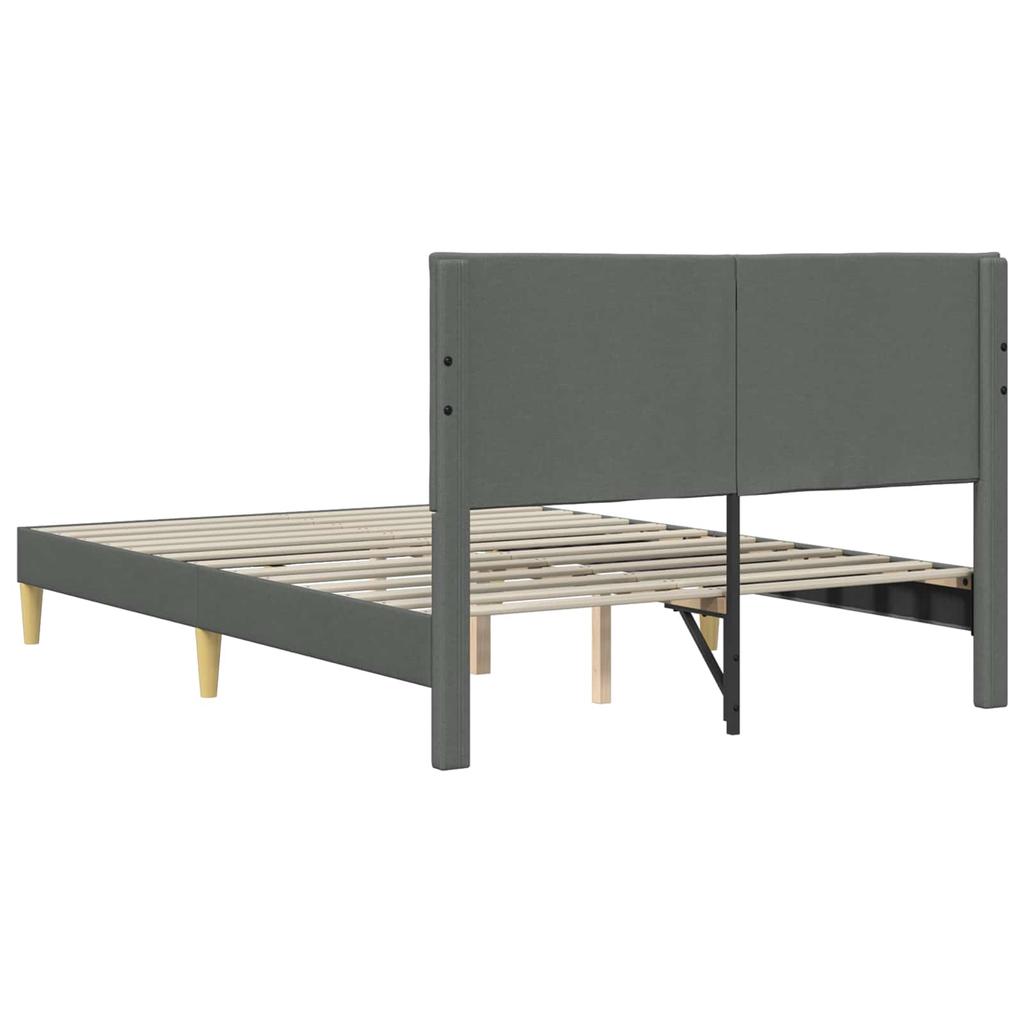 Bed Frame with Headboard Dark Grey Fabric