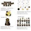 New Years Eve Tableware 2025 Black Gold Theme Balloon Package Cup Napkin Tablecloth Banner Balloon Happy New Year Party Supplies