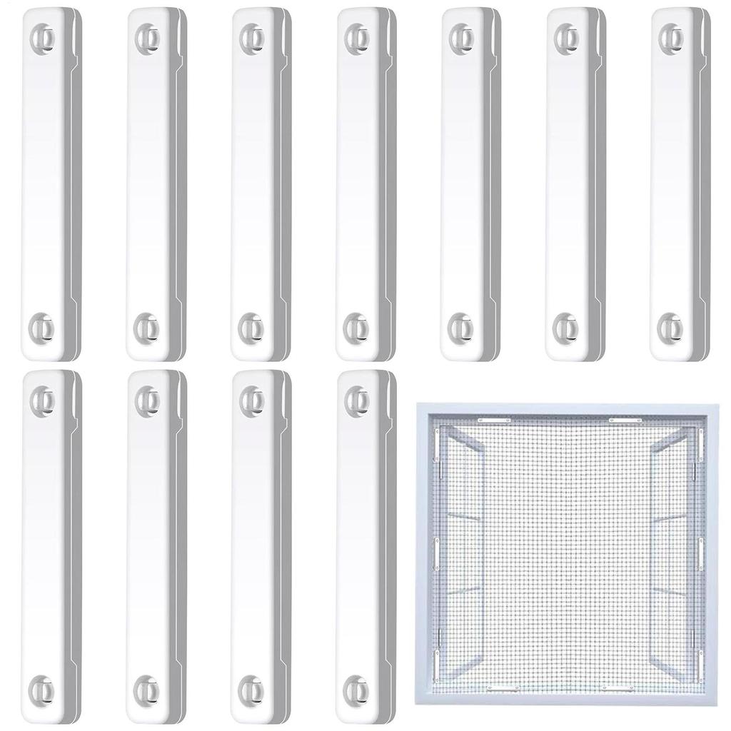 12 Stück Magnetische Fenstergitter-Klammer Insektenschutz Tür Fenstergitter Netz Befestigungsschnalle Bohrfreie Installation Klammer