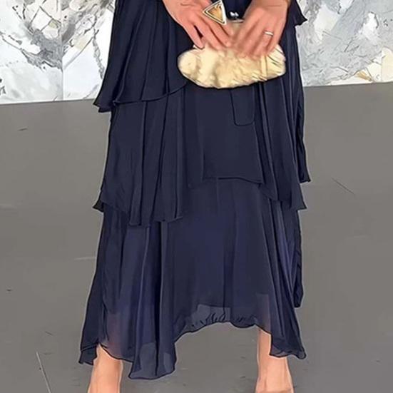 Women's Flowy Chiffon Wedding Guest Dress Ruffle Half Sleeve Empire