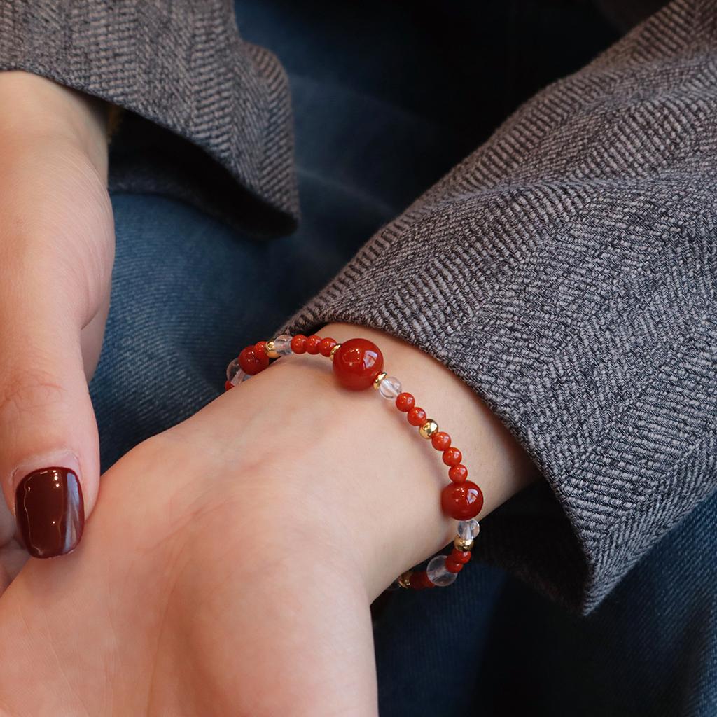 Natural Nanhong Agate Bracelet Freshwater Pearl White Crystal Fashion Women Daily Jewelry Lucky Gift