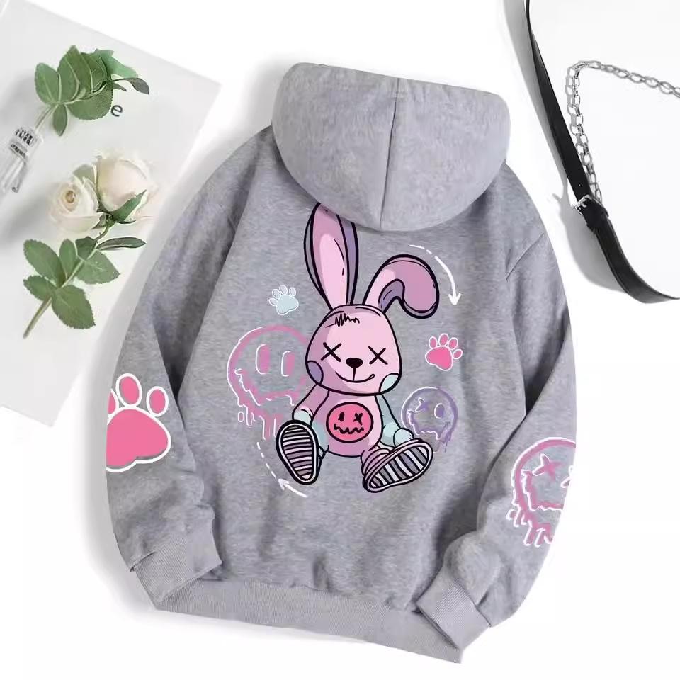 Cartoon Print Hip Hop Street Style Women's Sweatshirt: Casual Loose Pullover Hoodie