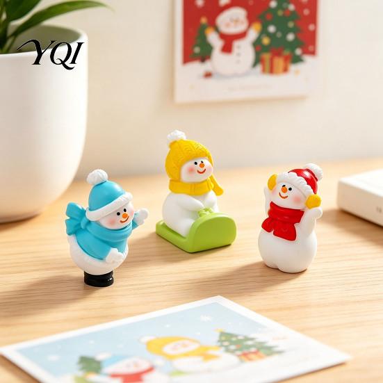 Car Dashboard Winter Accents Mini Snowman Figurine, Christmas Skiing Dolls, Small Desktop Handmade Crafting Resin Ornaments Figurines, Micro Landscape